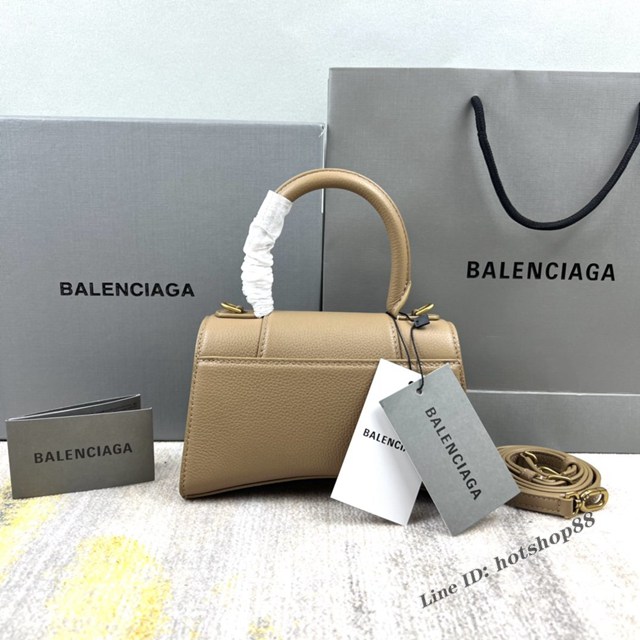 Balenciaga專櫃爆款xs號奶茶荔枝紋Hourglass沙漏包 巴黎世家頂級原單手提肩背包 款號：8896 fyj1234